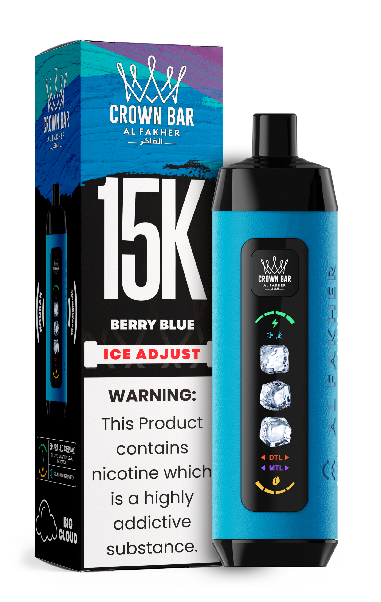 Al Fakher 15000 Ice Adjust Adjustable Ice Rechargeable Disposable Vape - Berry Blue Al Fakher 15000 Ice Adjust Adjustable Ice Rechargeable Disposable Vape - Berry Blue