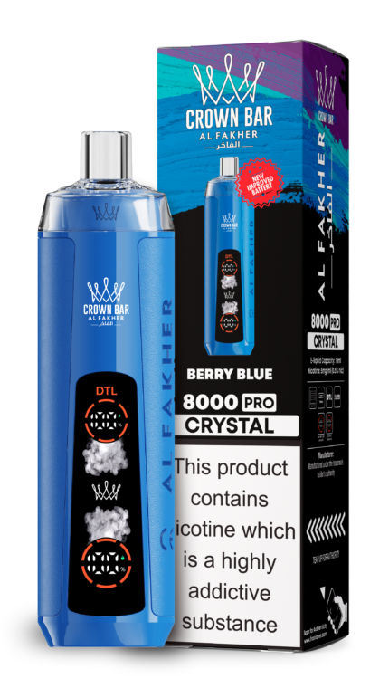 Al Fakher Crown Bar 8000 Pro Crystal 8000 Puffs DTL Disposable Vape - Berry Blue