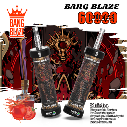 Bang Blaze Shisha 60000 Shisha Hookah Rechargeable Disposable Vape - Bloody Mary