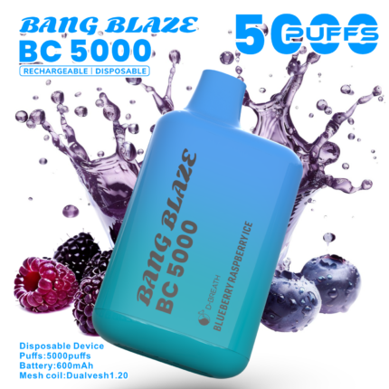 Bang Bc5000 Rechargeable Disposable Vape - Blueberry Raspberry Ice