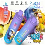 Bang King Triple 100000 Triple Flavor Rechargeable Disposable Vape - Raspberry Watermelon + Mango Peach + Strawberry Kiwi