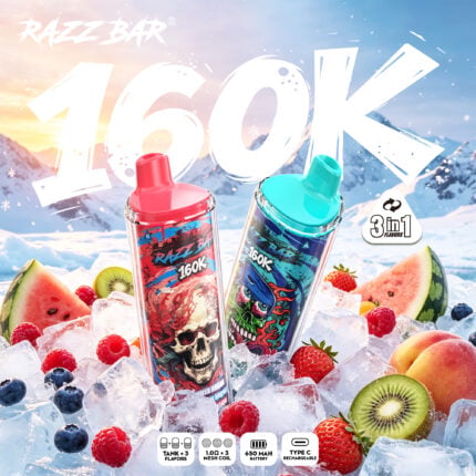 Razz Bar 160K Rechargeable Disposable Vape - Product View (2)