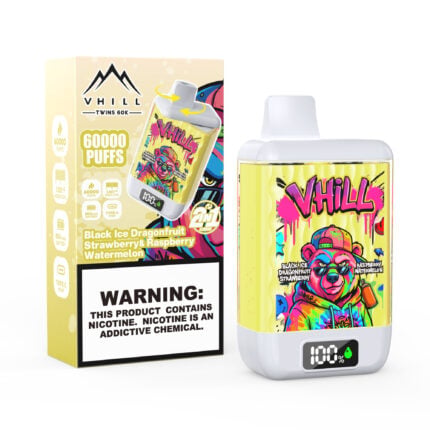 VHILL TWINS 60K Dual Flavor Rechargeable Disposable Vape - Black Ice Dragonfruit Strawberry &Raspberry Watermelon