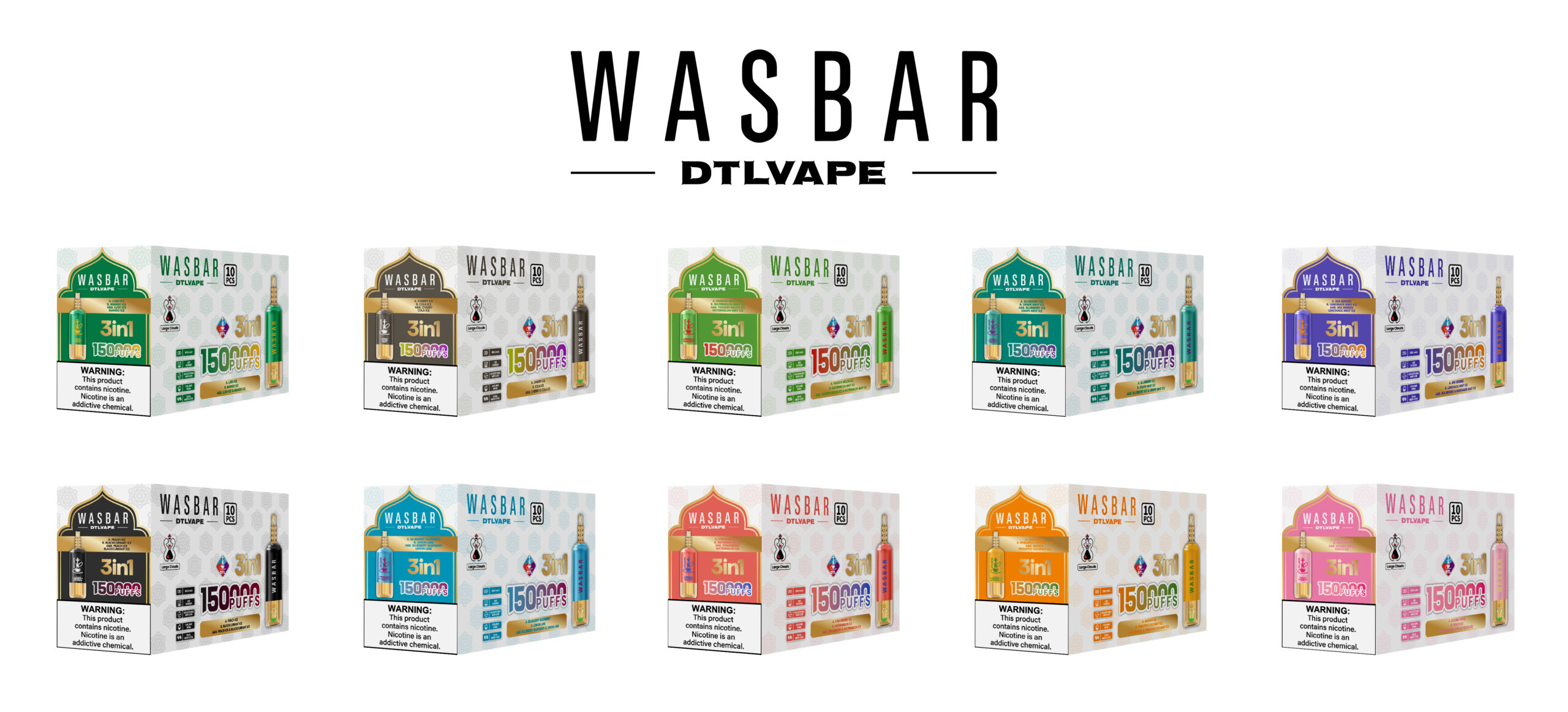 WASBAR 150K Smart Display Rechargeable Disposable Vape - Flavor Selection WASBAR 150K Smart Display Rechargeable Disposable Vape - Flavor Selection
