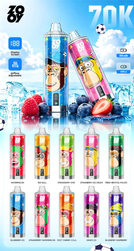 ZOOY Crystal 70K Adjustable Airflow Smart Screen Disposable Vape - Flavor Selection