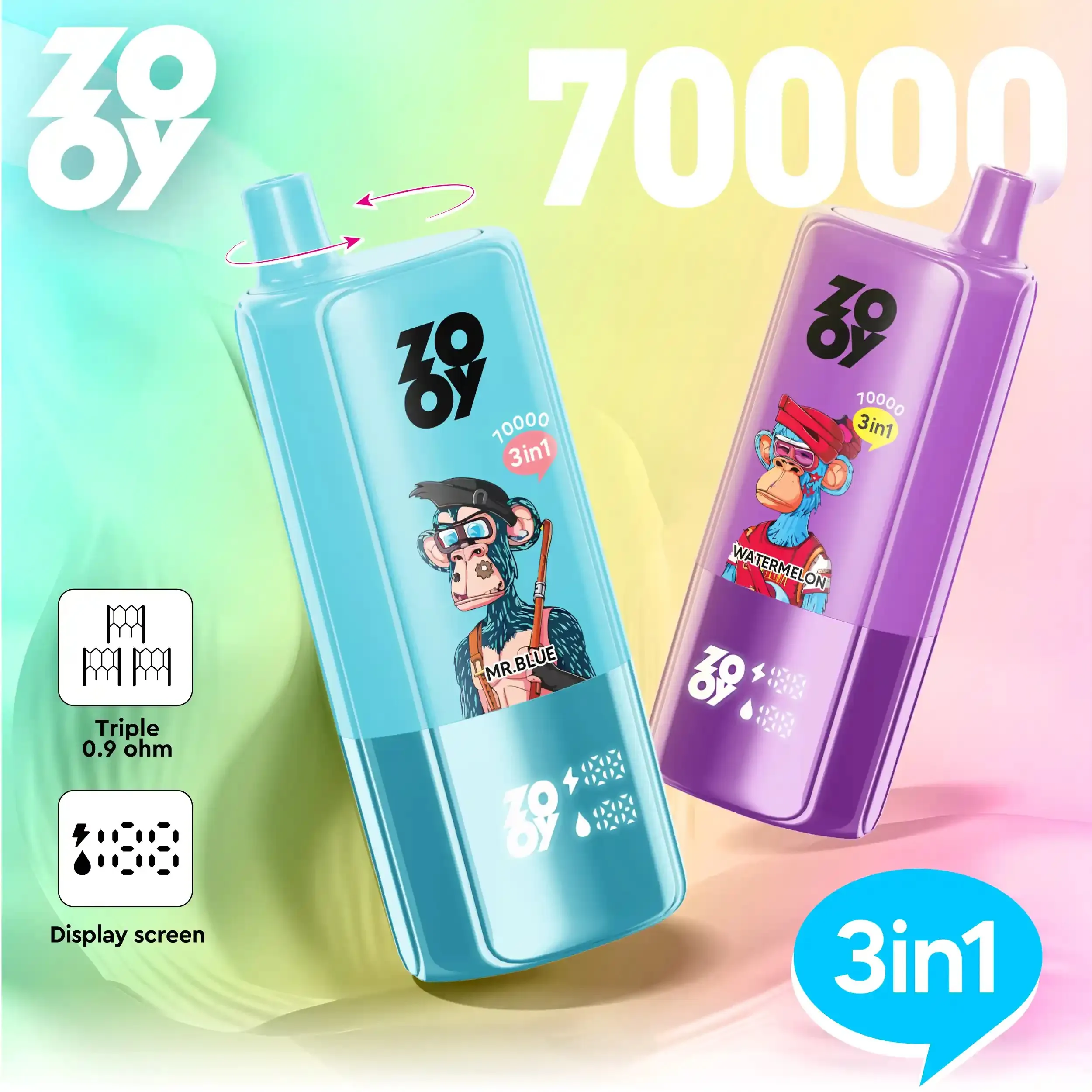 ZOOY Triple 70000 Triple Flavor Smart Display Rechargeable Disposable Vape ZOOY Triple 70000 Triple Flavor Smart Display Rechargeable Disposable Vape